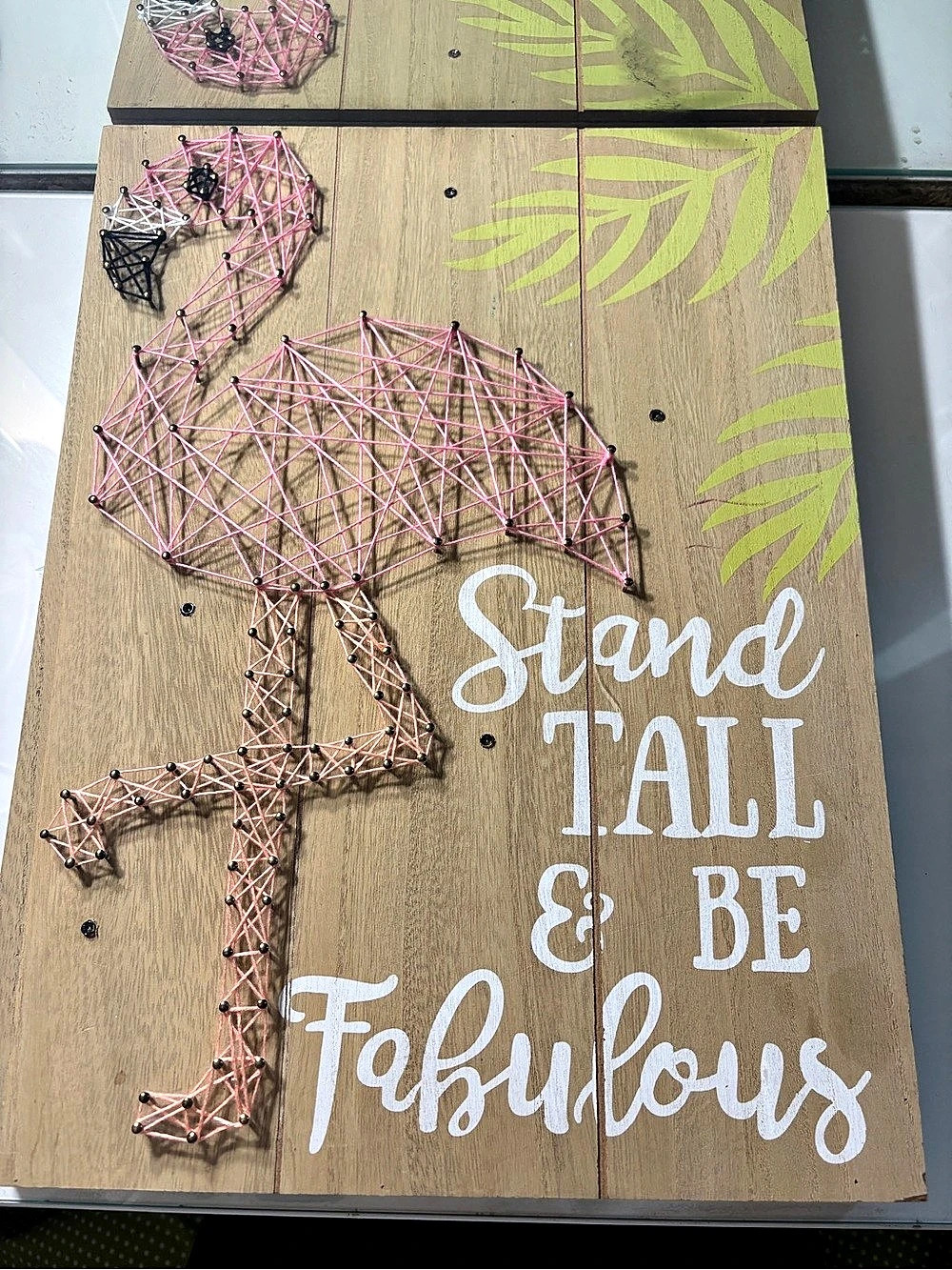 Light-Up String Art Stand Tall Sign in Brown & Pink
